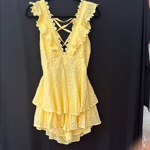 Musette Yellow Lace Ruffle Romper